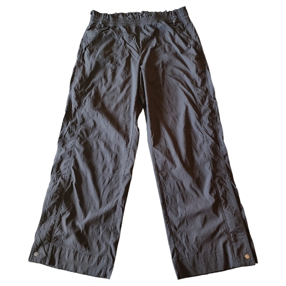 Athleta black nylon drawstring waist zipper ankle wider leg pants 16 - Picture 1 of 15